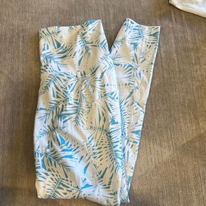 Blue tropical active leggings